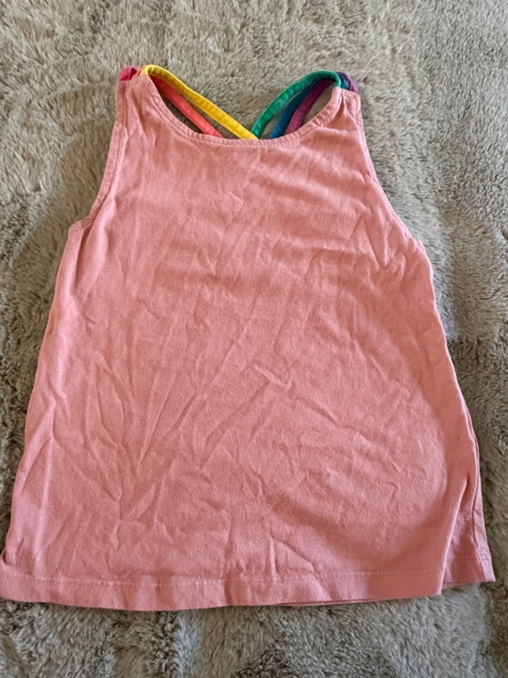 Mini Boden Pink Tank Top with Rainbow Straps